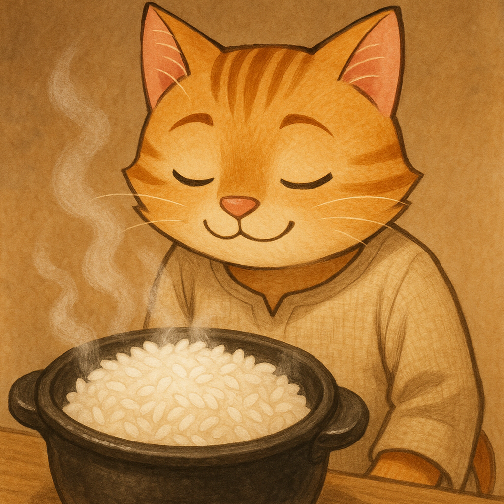 湯気が上がるご飯のイラスト